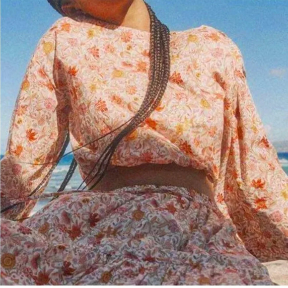 J. Crew Bell-sleeve organic cotton crop top Liberty Fabric of Life Print - Picture 1 of 4
